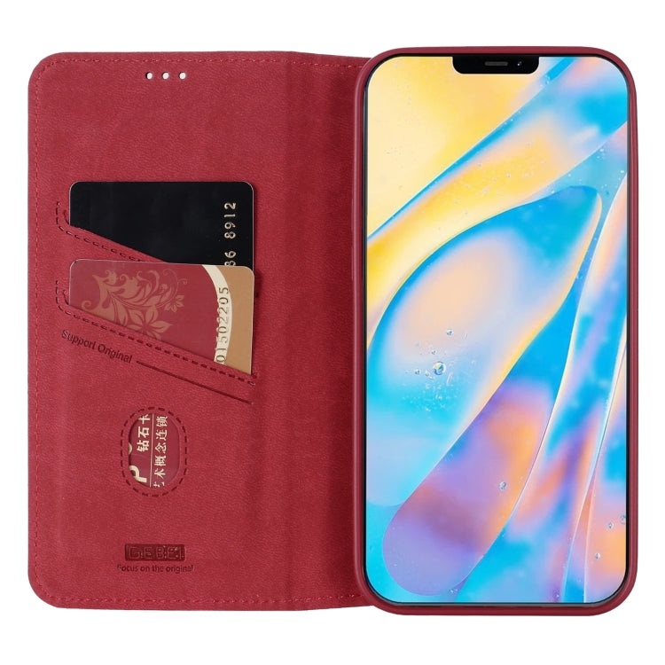For iPhone 12 / 12 Pro GEBEI PU+TPU Horizontal Flip Protective Case with Holder & Card Slots(Red) - iPhone 12 / 12 Pro Cases by GEBEI | Online Shopping UK | buy2fix
