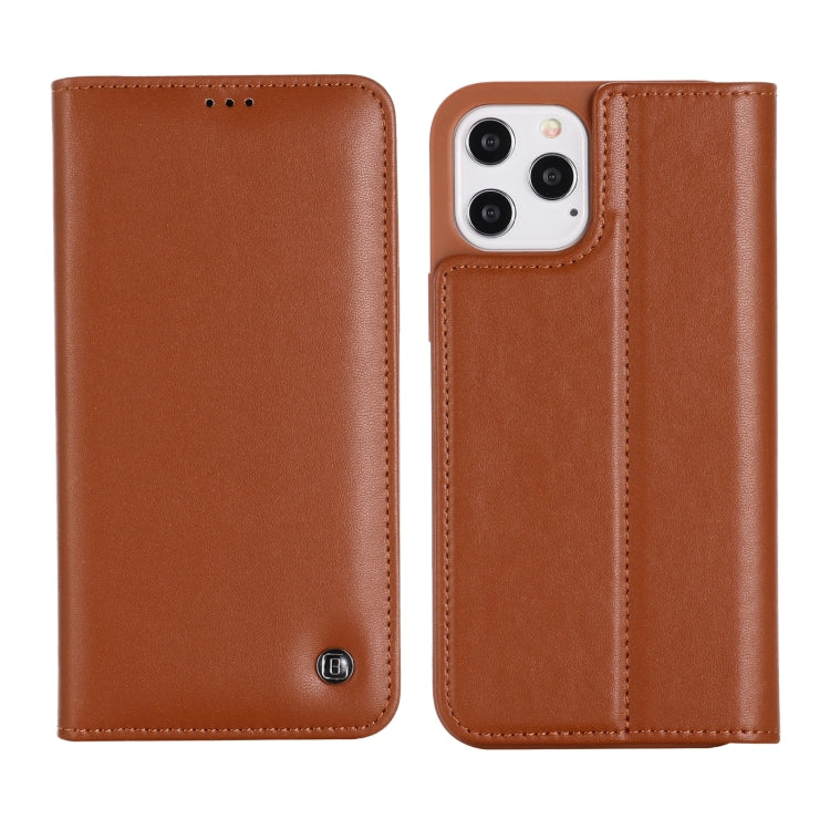 For iPhone 12 / 12 Pro GEBEI PU+TPU Horizontal Flip Protective Case with Holder & Card Slots(Brown) - iPhone 12 / 12 Pro Cases by GEBEI | Online Shopping UK | buy2fix