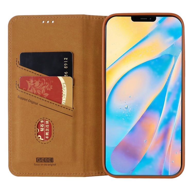 For iPhone 12 Pro Max GEBEI PU+TPU Horizontal Flip Protective Case with Holder & Card Slots(Brown) - iPhone 12 Pro Max Cases by GEBEI | Online Shopping UK | buy2fix