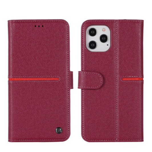 For iPhone 12 / 12 Pro GEBEI Top-grain Leather Horizontal Flip Protective Case with Holder & Card Slots & Wallet & Photo Frame(Wine Red) - iPhone 12 / 12 Pro Cases by GEBEI | Online Shopping UK | buy2fix