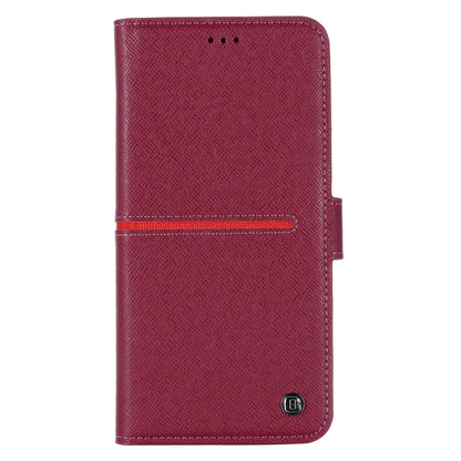 For iPhone 12 / 12 Pro GEBEI Top-grain Leather Horizontal Flip Protective Case with Holder & Card Slots & Wallet & Photo Frame(Wine Red) - iPhone 12 / 12 Pro Cases by GEBEI | Online Shopping UK | buy2fix