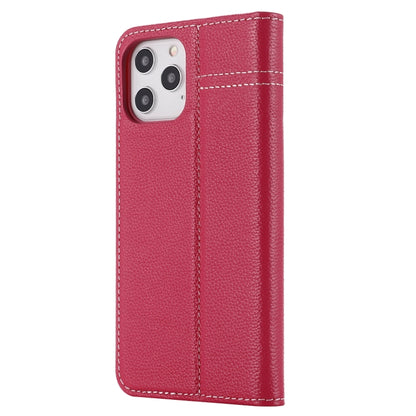 For iPhone 12 mini GEBEI Top-grain Leather Horizontal Flip Protective Case with Holder & Card Slots (Rose Red) - iPhone 12 mini Cases by GEBEI | Online Shopping UK | buy2fix