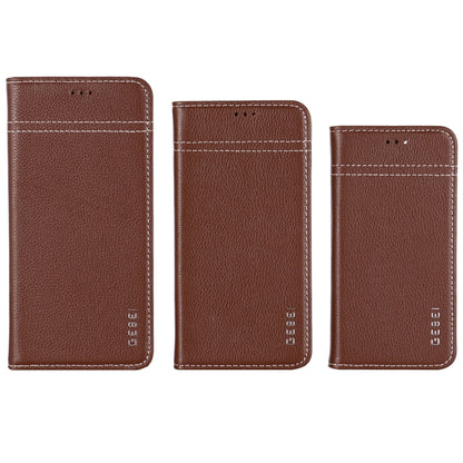 For iPhone 12 mini GEBEI Top-grain Leather Horizontal Flip Protective Case with Holder & Card Slots (Brown) - iPhone 12 mini Cases by GEBEI | Online Shopping UK | buy2fix