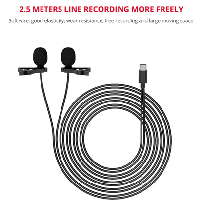 YELANGU MY3 Type-C Interface Live Broadcast Interview Mobile Phone Double Clip Lavalier Microphone, Length: 2.5m - Consumer Electronics by YELANGU | Online Shopping UK | buy2fix