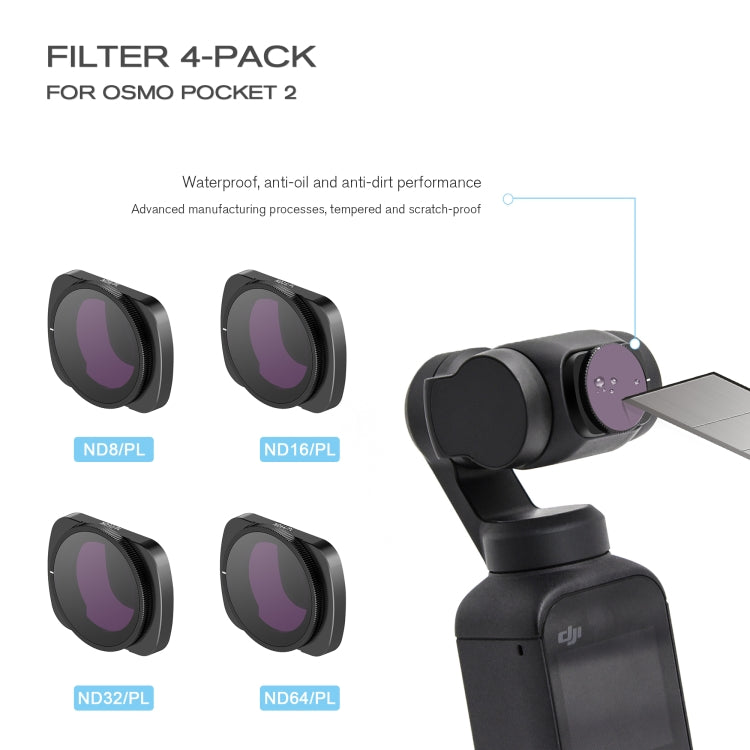 STARTRC 1108493 4 In 1 ND8PL + ND16PL + ND32PL + ND64PL Adjustable Lens Filter Set for DJI OSMO Pocket 2 - DJI & GoPro Accessories by STARTRC | Online Shopping UK | buy2fix