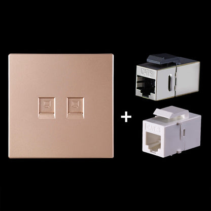 CAT.6 Shielded Pass-through Network Module, Dual Ports Panel + Shielded Pass-through + Telephone Socket (Gold) - Lan Cable and Tools by buy2fix | Online Shopping UK | buy2fix