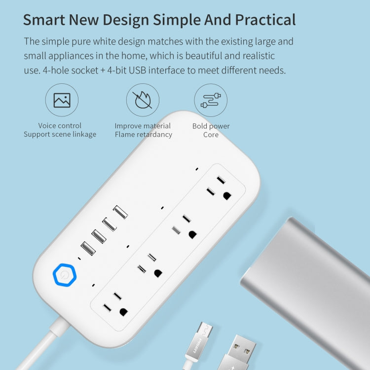 YPS11 Four Holes + 4 x USB Multi-purpose WiFi Smart Power Strip, US Plug - Consumer Electronics by buy2fix | Online Shopping UK | buy2fix