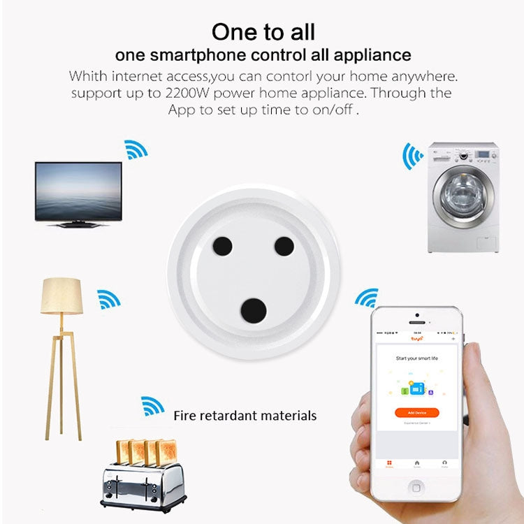 10A Mini Smart WiFi Socket Small South Africa / India Plug Remote Control Timer Switch Electrical Power Adapter with Alexa - Consumer Electronics by buy2fix | Online Shopping UK | buy2fix