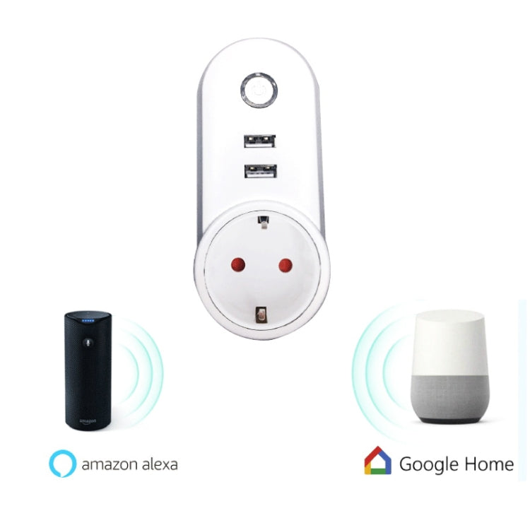 SA-002 2 USB Ports + 1 EU Socket WiFi Smart Power Plug Socket, Compatible with Alexa and Google Home, AC 110V-230V, EU Plug - Consumer Electronics by buy2fix | Online Shopping UK | buy2fix