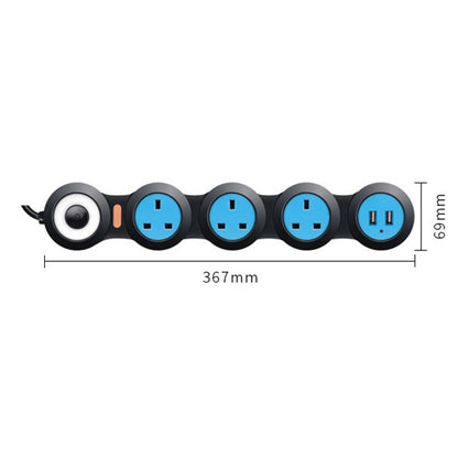 Charging Plug-in Wiring Board Creative Rotary Towline Board 13A Deformed Socket with USB, UK Plug, 4-Bit Socket(Black) - Consumer Electronics by buy2fix | Online Shopping UK | buy2fix
