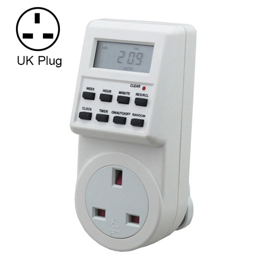 AC 230V Smart Home Plug-in LCD Display Clock Summer Time Function 12/24 Hours Changeable Timer Switch Socket, UK Plug - Consumer Electronics by buy2fix | Online Shopping UK | buy2fix