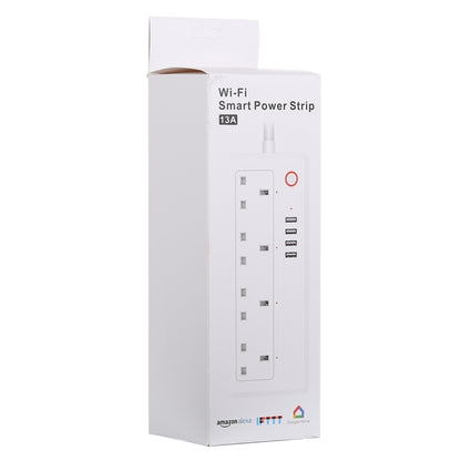 4 x USB Ports + 4 x UK Plug Jack 13A Max Output WiFi Remote Control Smart Power Socket Works with Alexa & Google Home, AC 100-240V, UK Plug - Consumer Electronics by buy2fix | Online Shopping UK | buy2fix