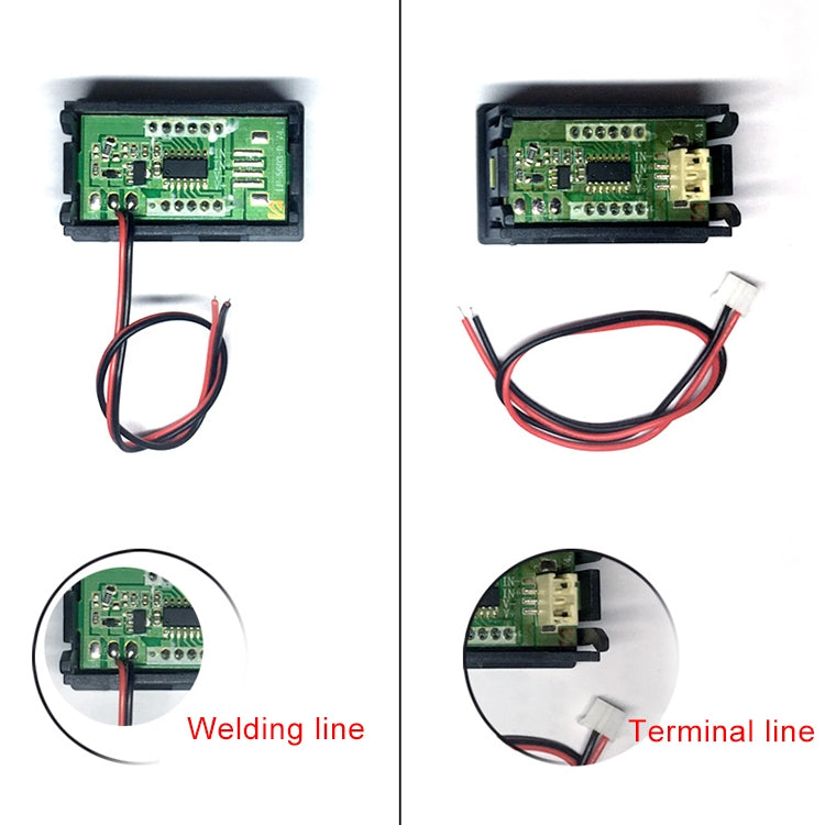 10 PCS 0.56 inch 2 Welding Wires Digital Voltage Meter with Shell, Color Light Display, Measure Voltage: DC 4.5-30V (Red) - Consumer Electronics by buy2fix | Online Shopping UK | buy2fix