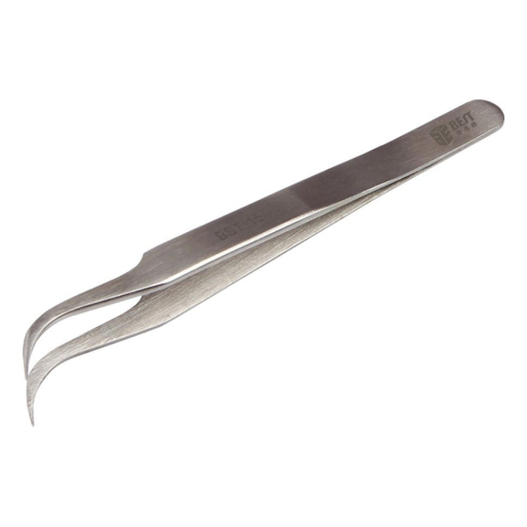 BEST BST-15L Brushed stainless steel tweezers - Tweezers by BEST | Online Shopping UK | buy2fix