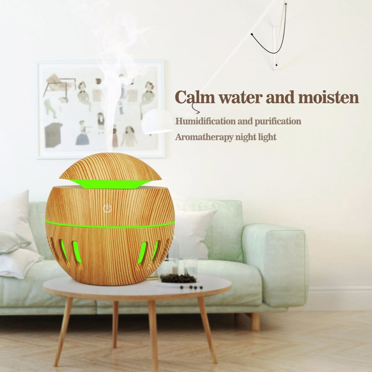 Wood Grain USB Hollowed-out Humidifier Seven Color Aromatherapy Lamp Automatic Alcohol Sprayer with Remote Control(White-1) - Home & Garden by buy2fix | Online Shopping UK | buy2fix