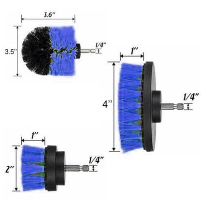 3 PCS Bathroom Kitchen Cleaning Brushes Kit for Electric Drill(Blue) - Sponges, Cloths & Brushes by buy2fix | Online Shopping UK | buy2fix
