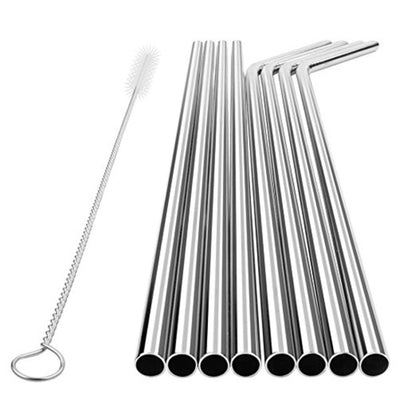 4 PCS Reusable Stainless Steel Drinking Straw + Cleaner Brush Set Kit,  215*6mm(Colour) - Home & Garden by buy2fix | Online Shopping UK | buy2fix