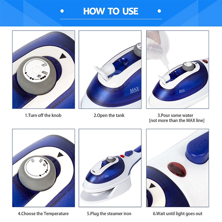 Multifunction Household Handheld Steamer Travel Portable Hand - Held Steam Hanging Hot Machine Ceramic Bottom with Flannelette Brush & Hair Brush & Measuring Cup,EU Plug(Blue) - Home & Garden by buy2fix | Online Shopping UK | buy2fix