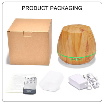 Diamond Wood Grain Remote Control Ultrasonic Humidifier Aromatherapy Machine Automatic Alcohol Sprayer with LED Lights, Capacity: 400mL, US Plug (Light Wood Color) - Home & Garden by buy2fix | Online Shopping UK | buy2fix