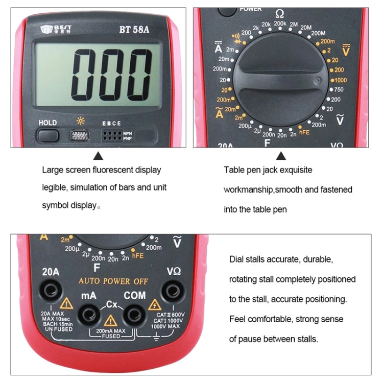 Repair Tools for Mobile & Tablet, BEST-58A Multi Function Digital Multimeter - Consumer Electronics by BEST | Online Shopping UK | buy2fix