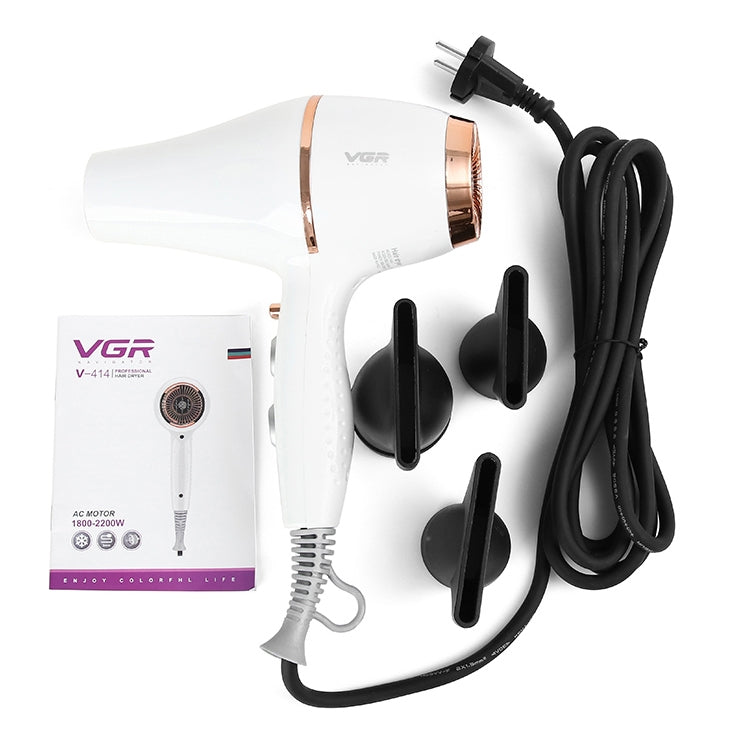 VGR V-414 2200W Negative Ion Hair Dryers with 6 Gear Adjustment, Plug Type: EU Plug(White) - Hair Dryers & Accessories by VGR | Online Shopping UK | buy2fix