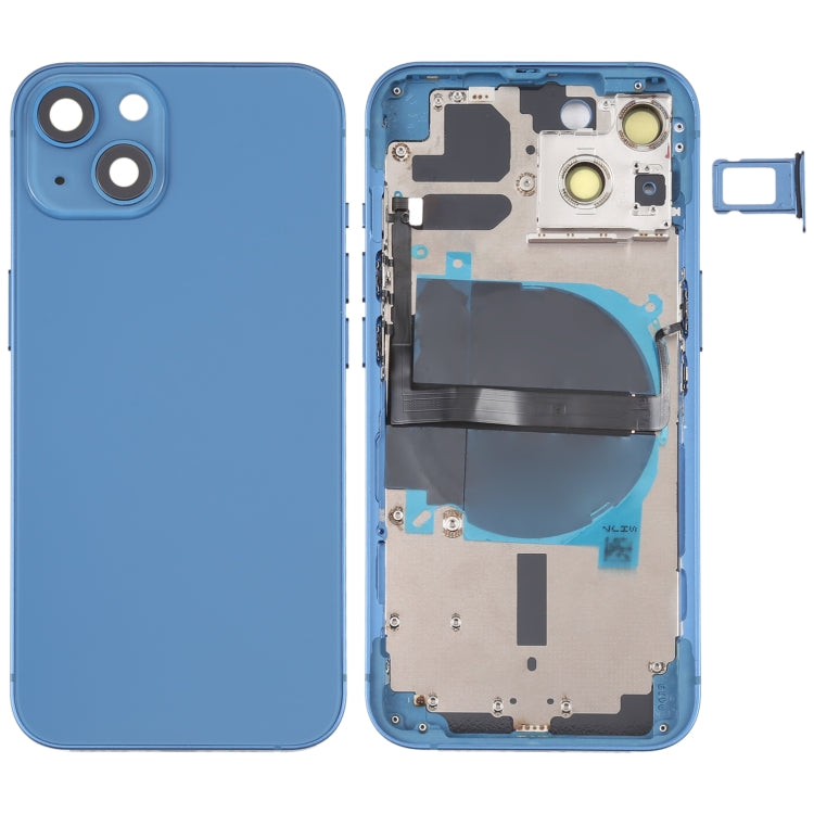 For iPhone 13 Battery Back Cover with Side Keys & Card Tray & Power + Volume Flex Cable & Wireless Charging Module(Blue) - Repair & Spare Parts by buy2fix | Online Shopping UK | buy2fix