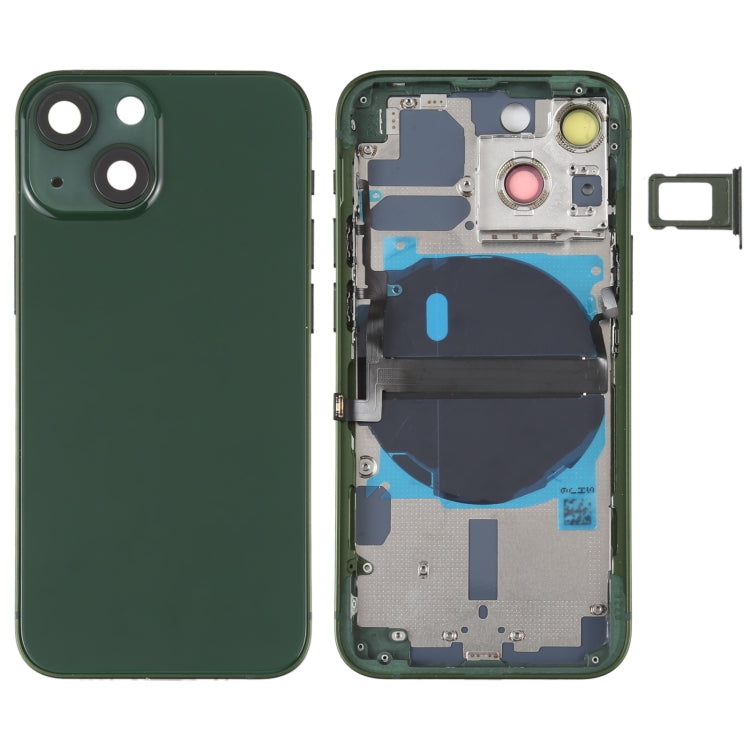 For iPhone 13 mini Battery Back Cover with Side Keys & Card Tray & Power + Volume Flex Cable & Wireless Charging Module(Green) - Repair & Spare Parts by buy2fix | Online Shopping UK | buy2fix