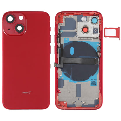 For iPhone 13 mini Battery Back Cover with Side Keys & Card Tray & Power + Volume Flex Cable & Wireless Charging Module(Red) - Repair & Spare Parts by buy2fix | Online Shopping UK | buy2fix