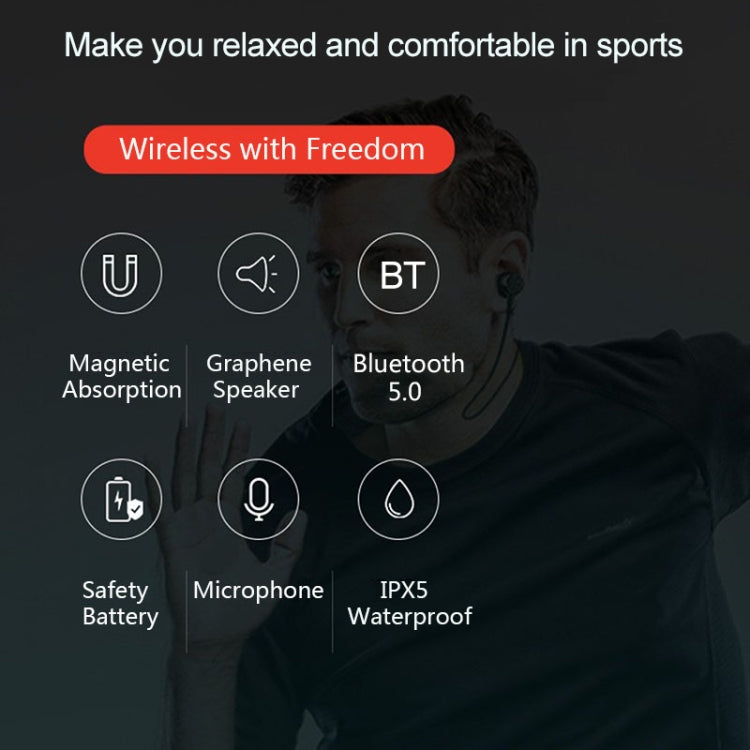 Original Lenovo X1 Magnetic In-Ear Wireless Sports Bluetooth 5.0 Earphone(Black) - Neck-mounted Earphone by Lenovo | Online Shopping UK | buy2fix