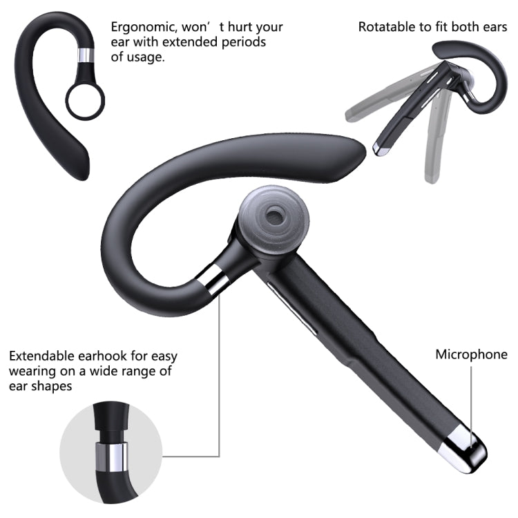 YYK-520 Single Rotatable Ear-hanging Business Bluetooth Earphone with Charging Box & Digital Display, Support Call & Redial The Last Call - Bluetooth Earphone by buy2fix | Online Shopping UK | buy2fix