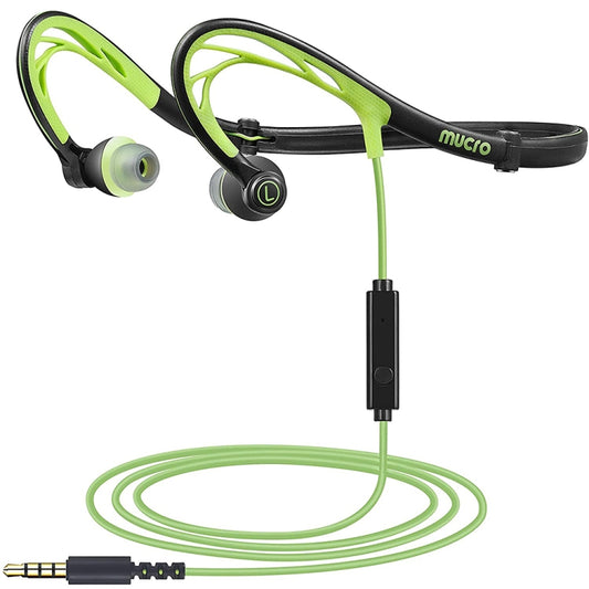 Mucro ML233 Foldable Wired Running Sports Headphones Night Neckband In-Ear Stereo Earphones, Cable Length: 1.2m(Green) - Sport Earphone by Mucro | Online Shopping UK | buy2fix