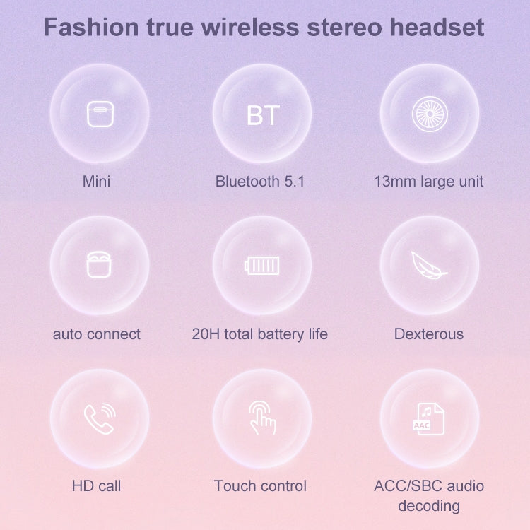 Mijiaer TN22 Bluetooth 5.1 True Wireless Stereo Bluetooth Earphone(Purple) - TWS Earphone by buy2fix | Online Shopping UK | buy2fix