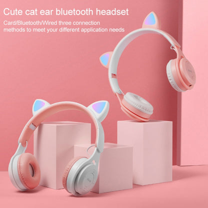 M6 Luminous Cat Ears Two-color Foldable Bluetooth Headset with 3.5mm Jack & TF Card Slot(White) - Headset & Headphone by buy2fix | Online Shopping UK | buy2fix