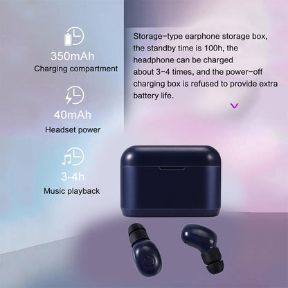 DT-4 IPX Waterproof Bluetooth 5.0 Wireless Bluetooth Earphone with 350mAh Magnetic Charging Box, Support for Calling(Silver) - Bluetooth Earphone by buy2fix | Online Shopping UK | buy2fix