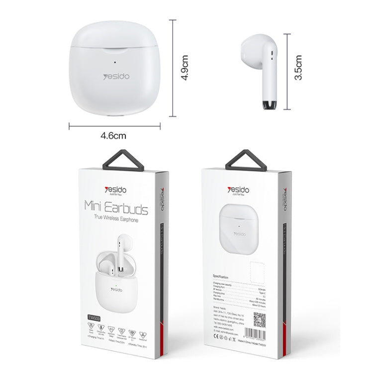 Yesido TWS09 TWS Wireless Bluetooth Earphone (White) - TWS Earphone by Yesido | Online Shopping UK | buy2fix