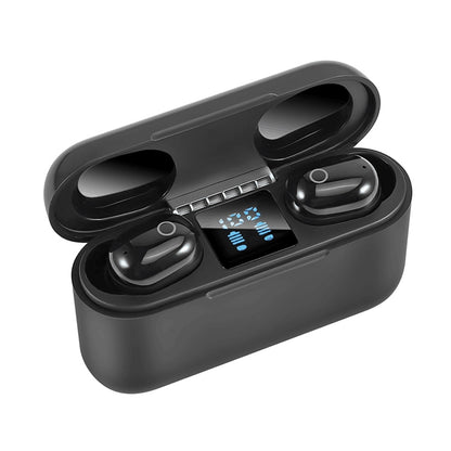 Dt-18 Wireless Two Ear Bluetooth Headset With 2000mAh Charging Cabin & Touch & Intelligent Magnetic Suction Charging (Black) - Bluetooth Earphone by buy2fix | Online Shopping UK | buy2fix