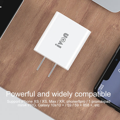 IVON AD48 18W PD Fast Charger + USB-C / Type-C to 8 Pin Data Cable Set, US Plug - Apple Accessories by IVON | Online Shopping UK | buy2fix