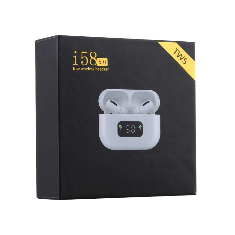 i58 TWS Bluetooth 5.0 Touch Wireless Bluetooth Earphone for IOS System Equipment, with Magnetic Attraction Charging Box & Smart Digital Display, Support Siri(White) - TWS Earphone by buy2fix | Online Shopping UK | buy2fix