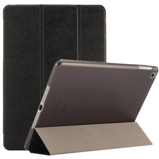 For iPad 9.7 (2018) & iPad 9.7 inch (2017) & iPad Air Silk Texture Horizontal Flip Leather Case with Three-folding Holder(Black) - Apple Accessories by buy2fix | Online Shopping UK | buy2fix