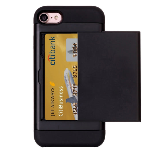 For  iPhone 8 & 7  Slide Style TPU + PC Combination Case with Card Slot(Black) - More iPhone Cases by buy2fix | Online Shopping UK | buy2fix