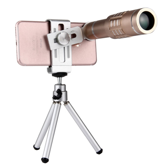 Universal 18X Magnification Lens Mobile Phone 3 in 1 Telescope + Tripod Mount + Mobile Phone Clip(Gold) - Telescope & Microscope by buy2fix | Online Shopping UK | buy2fix