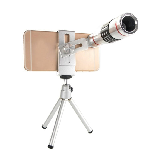 Universal 18X Magnification Lens Mobile Phone 3 in 1 Telescope + Tripod Mount + Mobile Phone Clip(Silver) - Telescope & Microscope by buy2fix | Online Shopping UK | buy2fix