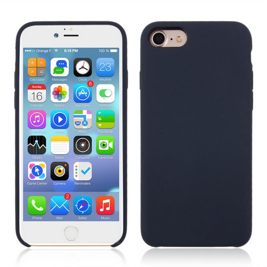 For iPhone SE 2020 & 8 & 7 Pure Color Liquid Silicone + PC Shockproof Defender Case(Dark Blue) - More iPhone Cases by buy2fix | Online Shopping UK | buy2fix