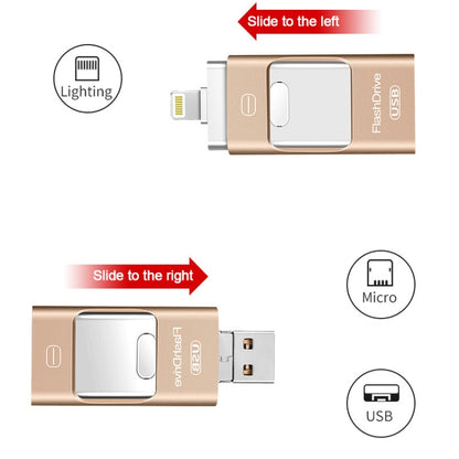 128GB USB 3.0 + 8 Pin + Mirco USB Android iPhone Computer Dual-use Metal Flash Drive (Silver) - U Disk & Card Reader by buy2fix | Online Shopping UK | buy2fix