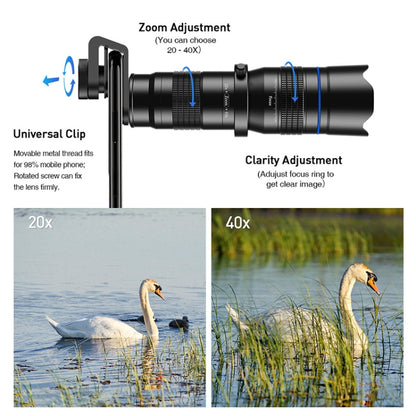APEXEL APL-20-40XJJ04 20-40X HD External Dual-adjustment Zoom Telescope Universal Telephoto Phone Lens - Others Lens by APEXEL | Online Shopping UK | buy2fix
