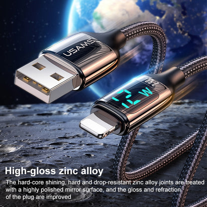 USAMS US-SJ543 U78 8 Pin Aluminum Alloy Digital Display Charging Data Cable, Length: 1.2m (Black) - Normal Style Cable by USAMS | Online Shopping UK | buy2fix