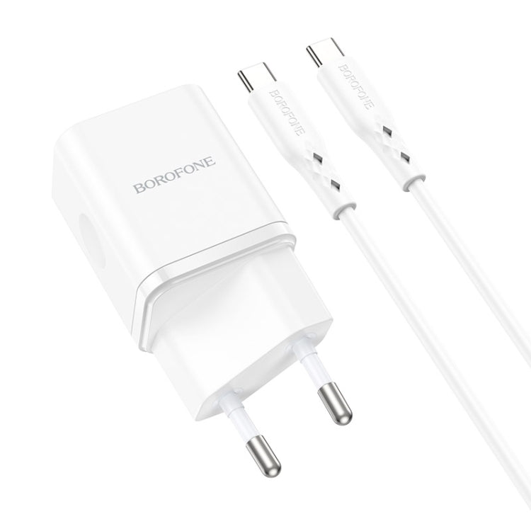 Borofone BN7 PD20W + QC3.0 Dual Ports Travel Charger with Type-C / USB-C to Type-C / USB-C Cable, EU Plug(White) - USB Charger by Borofone | Online Shopping UK | buy2fix