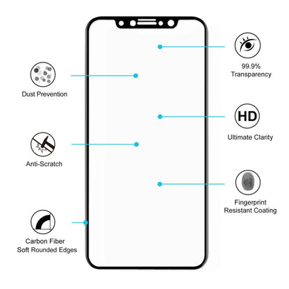 For iPhone X ENKAY Hat-Prince  0.2mm 9H Surface Hardness 3D Explosion-proof Full Screen Carbon Fiber Soft Edges Tempered Glass Screen Film(Black) - iPhone X & XS Tempered Glass by ENKAY | Online Shopping UK | buy2fix