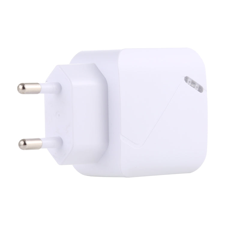 LZ-819A+C QC3.0 USB + PD 18W USB-C / Type-C Interfaces Travel Charger with Indicator Light, EU Plug (White) - Apple Accessories by buy2fix | Online Shopping UK | buy2fix