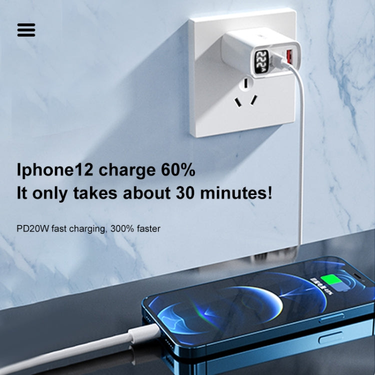 WK WP-U109 Max 20W USB + Type-C Fast Charging with Digital Display , Plug Type: US Plug - Apple Accessories by WK | Online Shopping UK | buy2fix